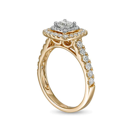 1.0 CT. TW Princess-Cut Diamond Double Frame Engagement Ring in 14K Gold (I/I2)