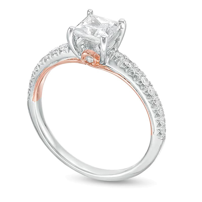 1.0 CT. TW Princess-Cut Diamond Engagement Ring in 14K Two-Tone Gold