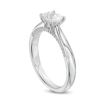 0.88 CT. TW Oval Diamond Solitaire Engagement Ring in 14K White Gold