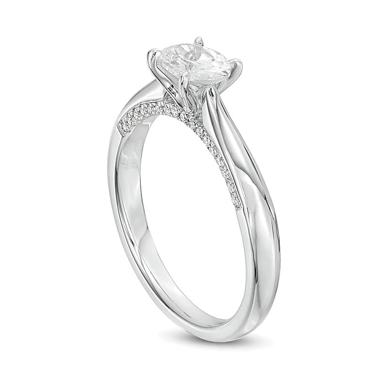 0.88 CT. TW Oval Diamond Solitaire Engagement Ring in 14K White Gold