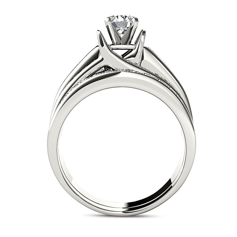 1.25 CT. TW Diamond Multi-Row Bridal Set in 14K White Gold