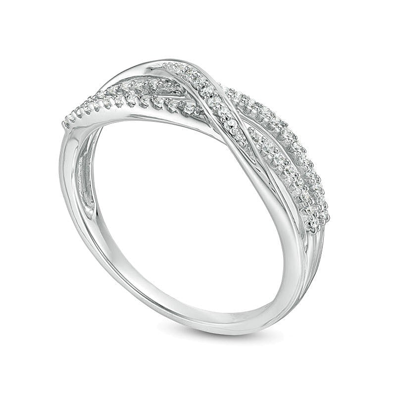 0.17 CT. TW Diamond Layered Crossover Anniversary Band in 10K White Gold