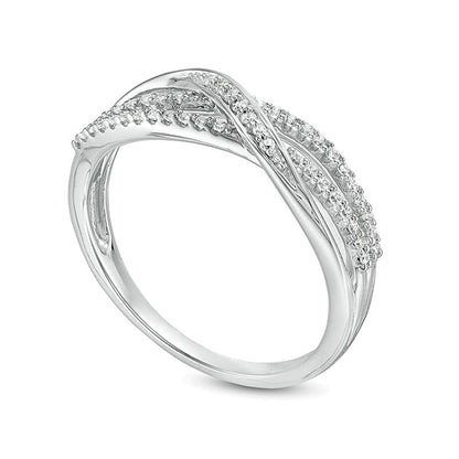 0.17 CT. TW Diamond Layered Crossover Anniversary Band in 10K White Gold