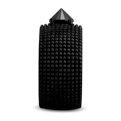 Black Spinel Spike Beaded Dome Band in Oxidized Black Sterling Silver