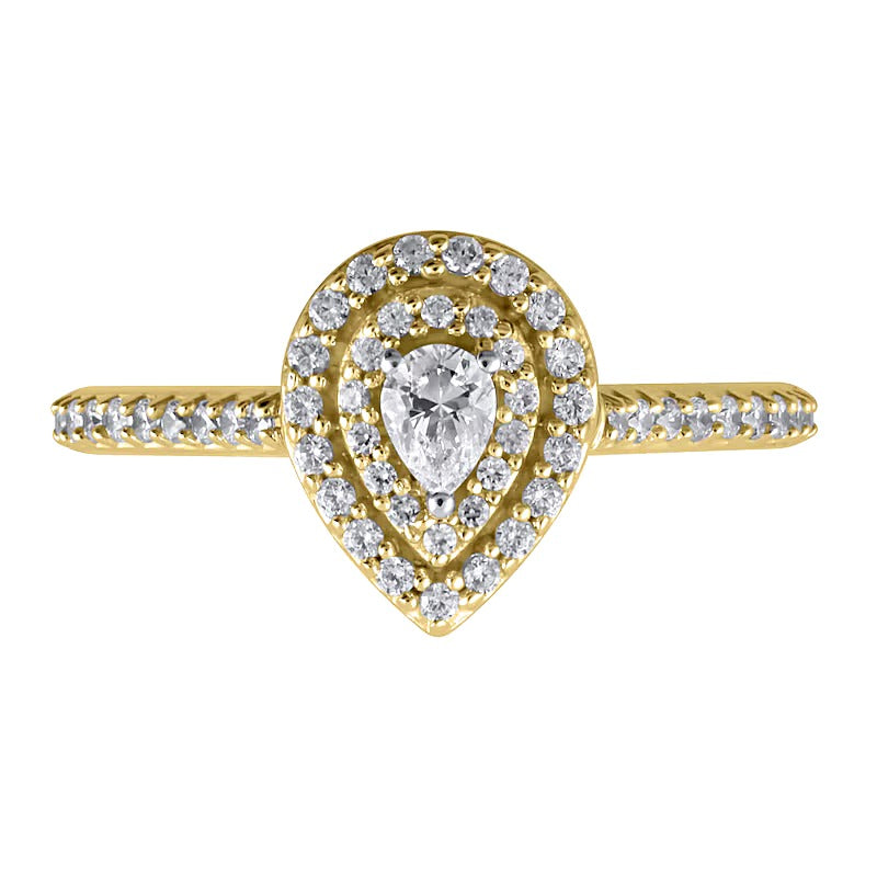 0.5 CT. TW Pear-Shaped Diamond Double Frame Engagement Ring in 10K Gold