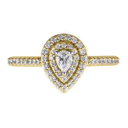 0.5 CT. TW Pear-Shaped Diamond Double Frame Engagement Ring in 10K Gold