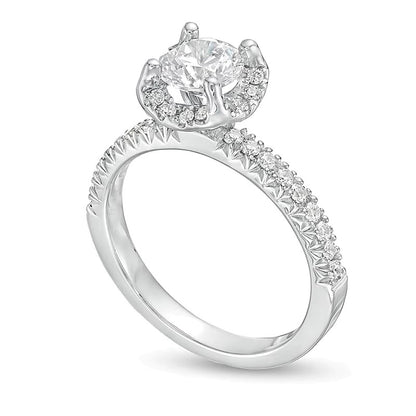1.38 CT. TW Diamond Cushion Frame Engagement Ring in 14K White Gold