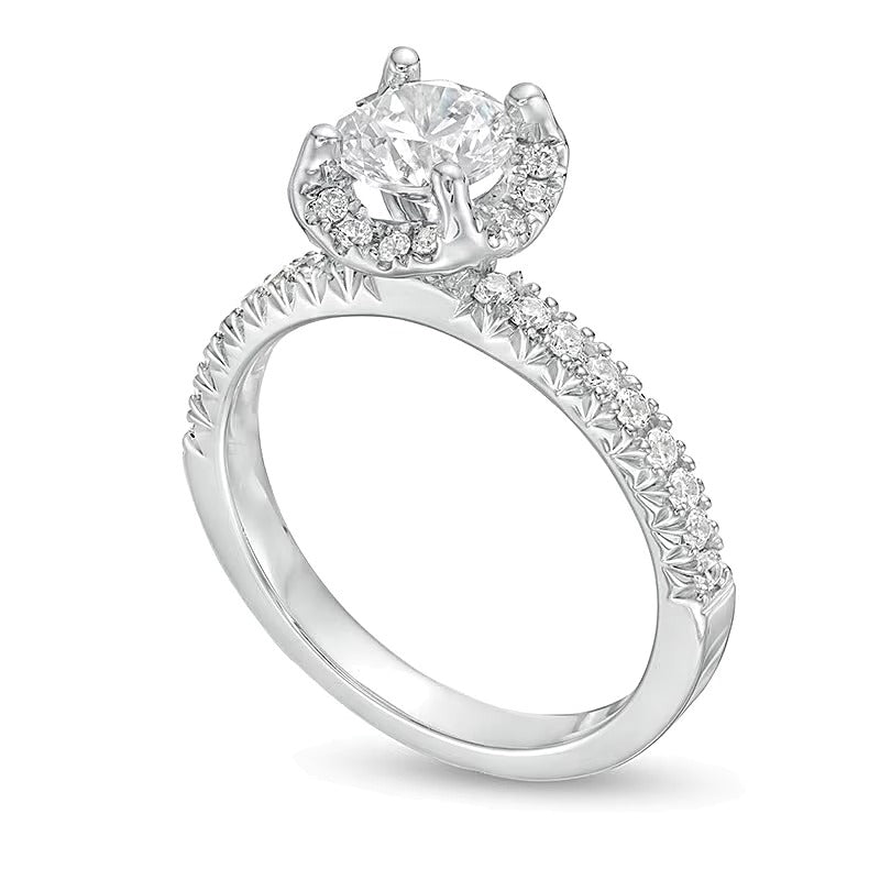 1.38 CT. TW Diamond Cushion Frame Engagement Ring in 14K White Gold
