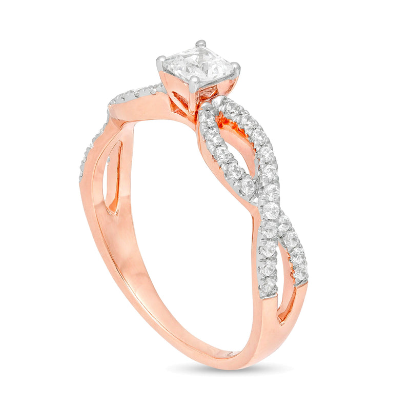 0.5 CT. TW Princess-Cut Diamond Infinity Twist Shank Engagement Ring in 10K Rose Gold
