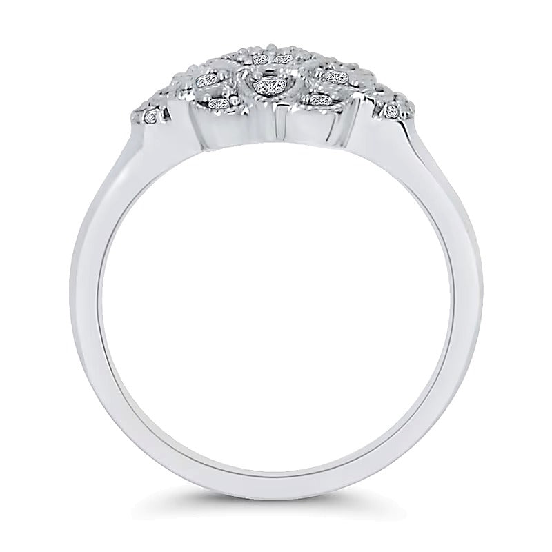 0.2 CT. TW Multi-Diamond Flower Frame Vintage-Style Ring in 10K White Gold
