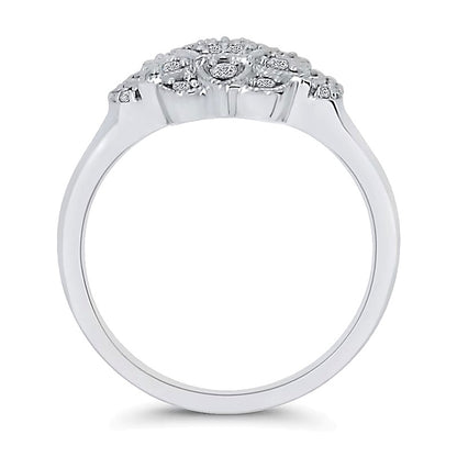 0.2 CT. TW Multi-Diamond Flower Frame Vintage-Style Ring in 10K White Gold