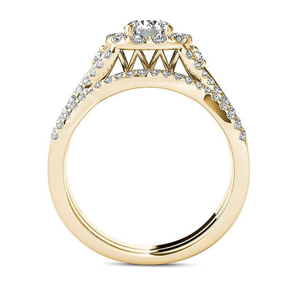 1.25 CT. TW Diamond Twist Shank Frame Bridal Set in 14K Gold