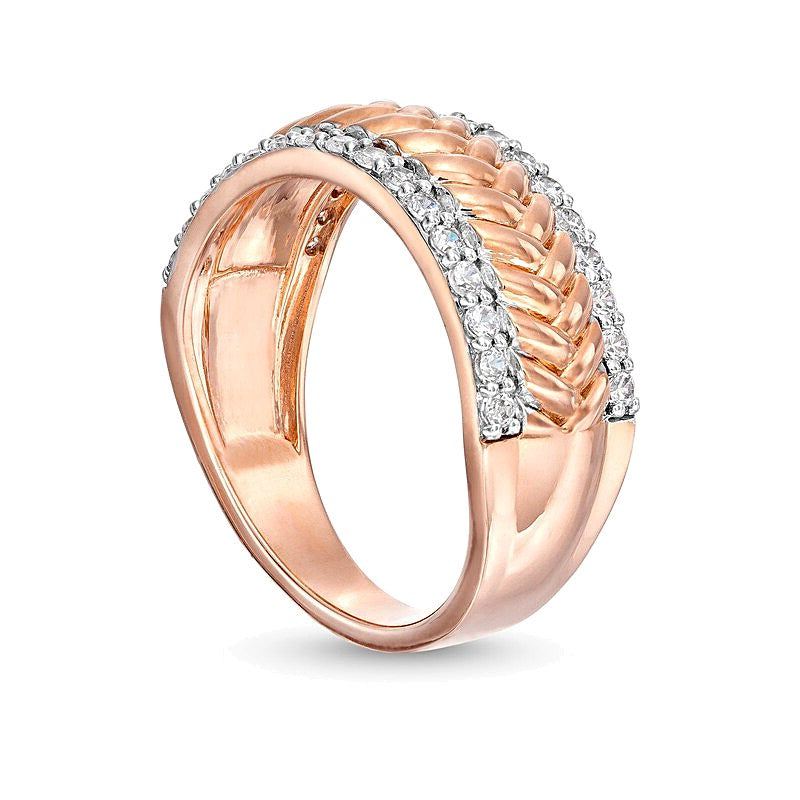 0.5 CT. TW Diamond Edge Herringbone Band in 10K Rose Gold