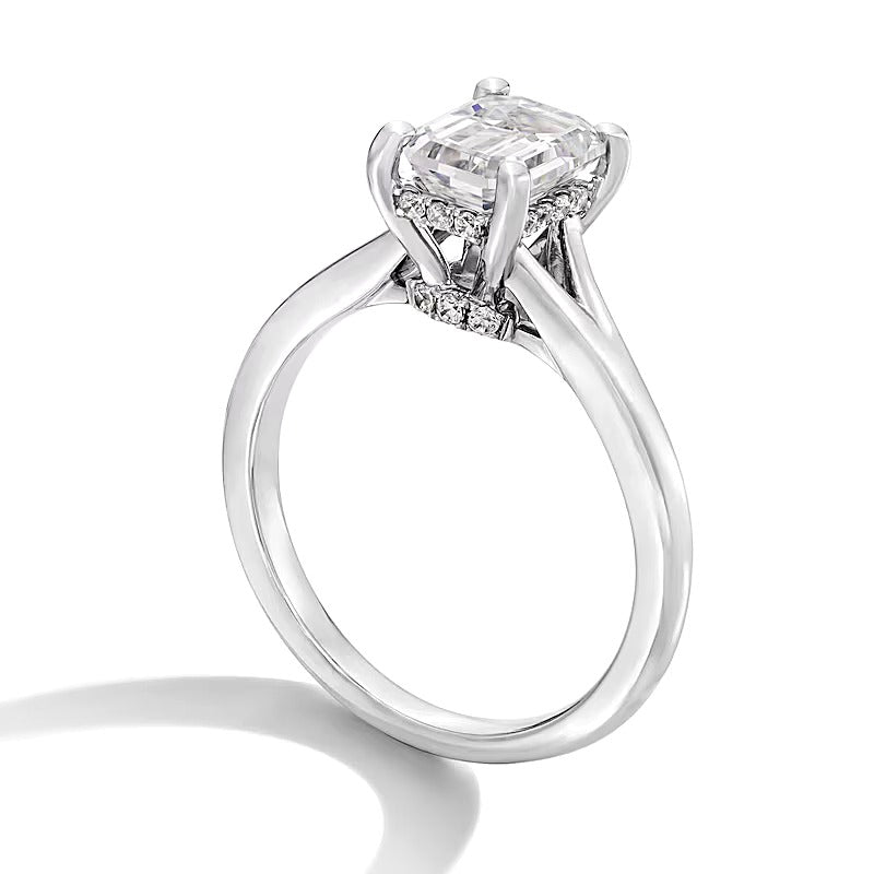 2.0 CT. TW Emerald-Cut Lab-Grown Diamond Solitaire Split Shank Engagement Ring in 14K White Gold (F/VS2)