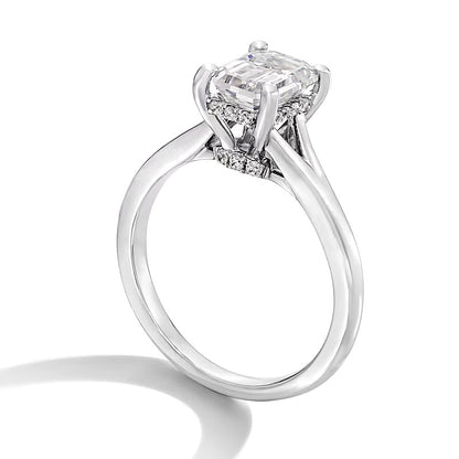 2.0 CT. TW Emerald-Cut Lab-Grown Diamond Solitaire Split Shank Engagement Ring in 14K White Gold (F/VS2)