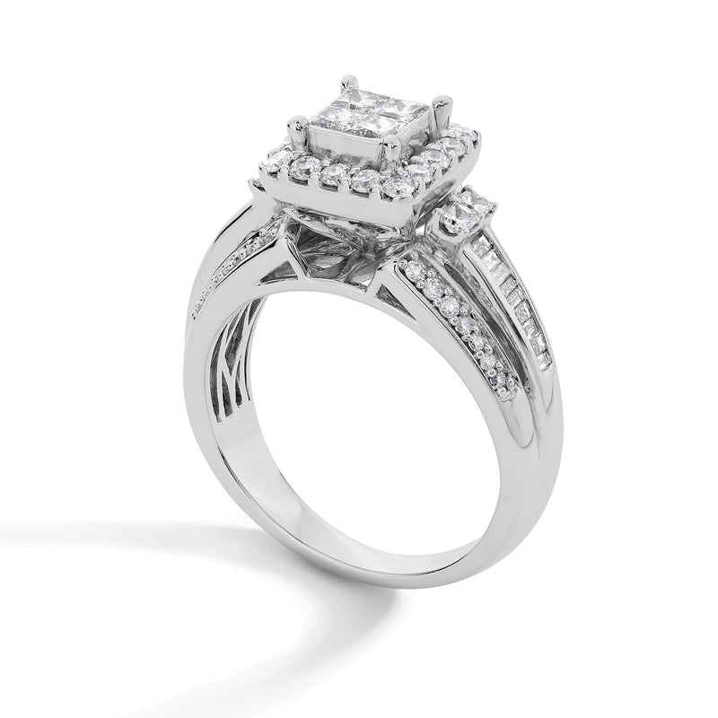 1.0 CT. TW Quad Princess-Cut Diamond Frame Engagement Ring in 10K White Gold