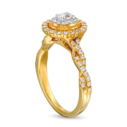 0.63 CT. TW Oval Diamond Vintage-Style Frame Twist Shank Engagement Ring in 10K Gold