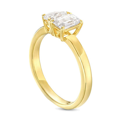 1.0 CT. TW Pear-Shaped and Emerald-Cut Diamond Toi et Moi Engagement Ring in 14K Gold