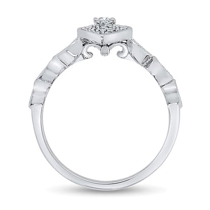 0.2 CT. TW Pear Multi-Diamond Art Deco Vintage-Style Ring in 10K White Gold
