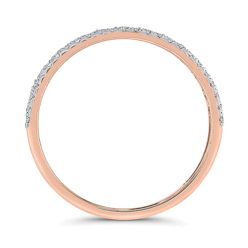 0.2 CT. TW Diamond Edge and Bezel Double Row Stackable Band in 10K Rose Gold