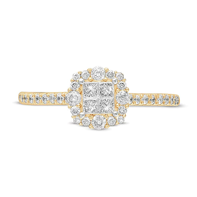 0.38 CT. TW Princess-Cut Quad Diamond Frame Engagement Ring in 10K Gold
