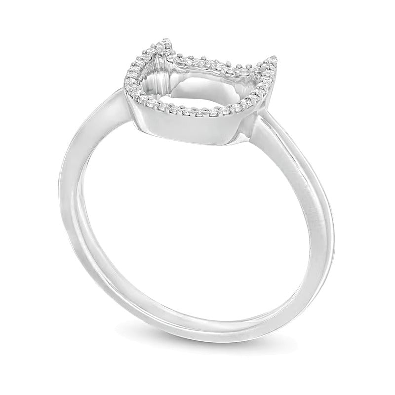 0.1 CT. TW Diamond Frame Cat Outline Ring in 10K White Gold