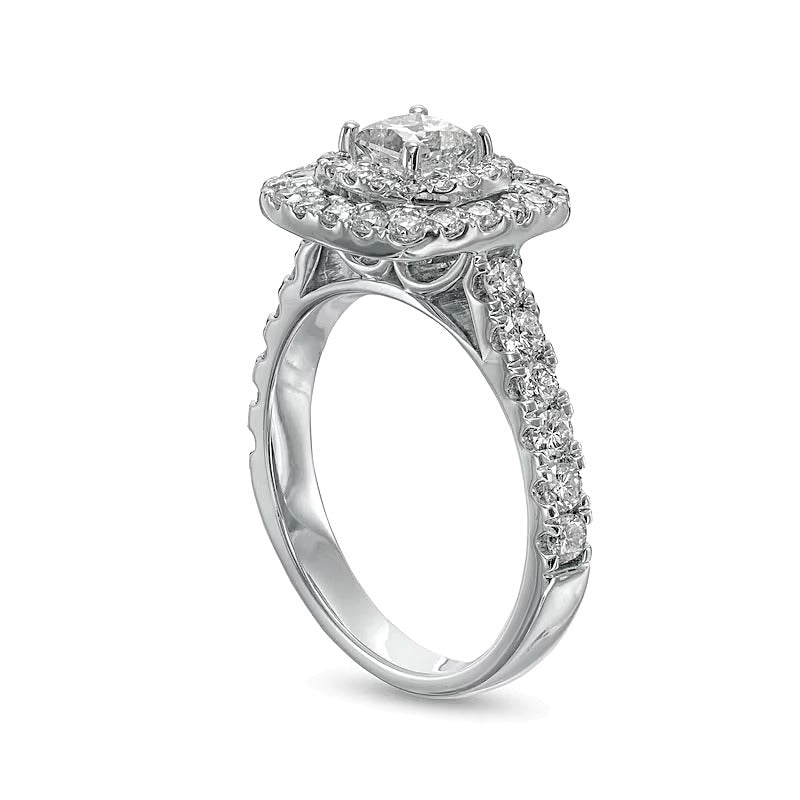 1.5 CT. TW Princess-Cut Diamond Double Frame Engagement Ring in 14K White Gold (I/I2)