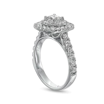 1.5 CT. TW Princess-Cut Diamond Double Frame Engagement Ring in 14K White Gold (I/I2)