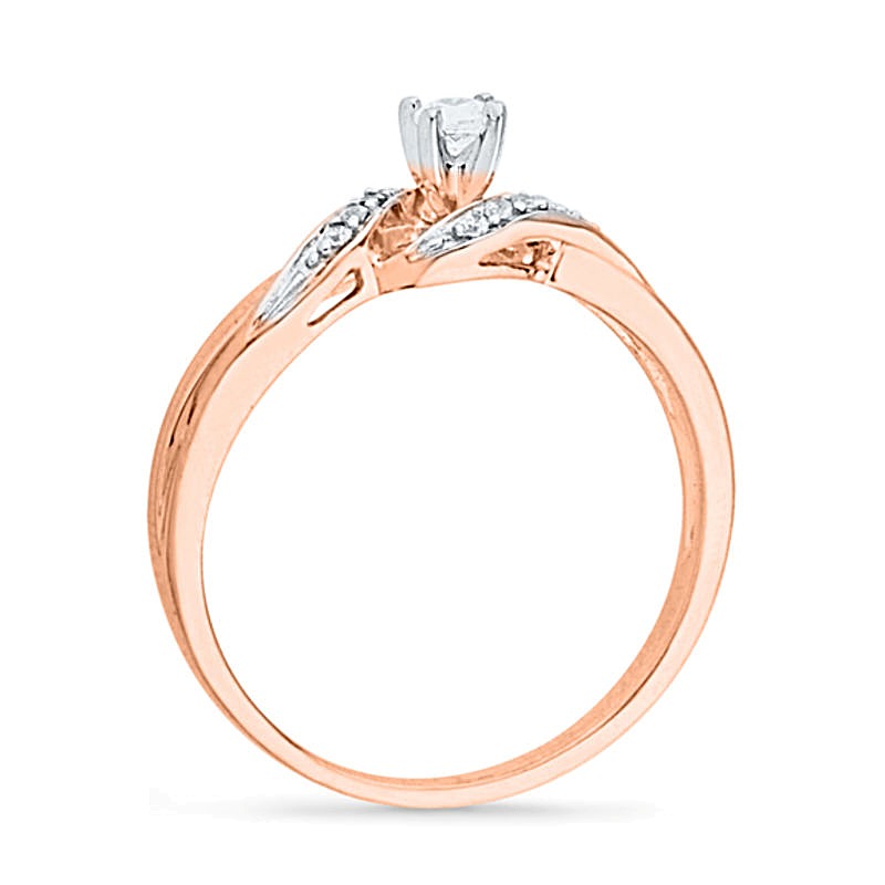 0.1 CT. TW Diamond Bypass Split Shank Promise Ring in 10K Rose Gold
