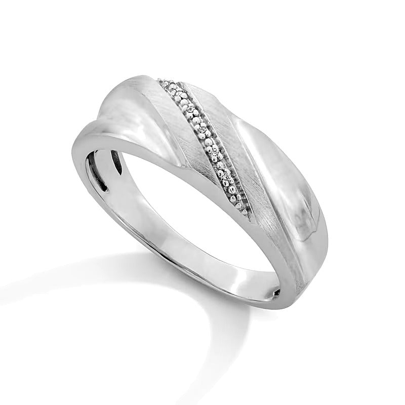 Diamond Accent Bypass Slant Ribbon Anniversary Band in 10K White Gold
