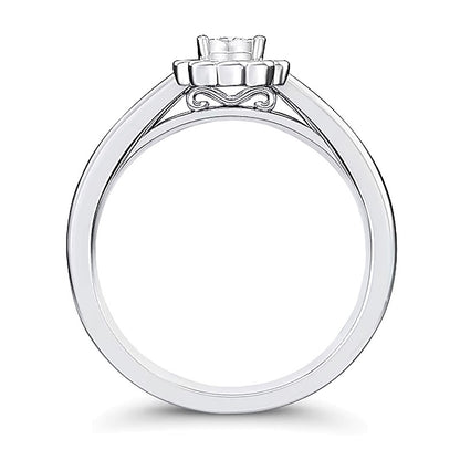 0.2 CT. TW Diamond Scallop Flower Ring in 10K White Gold