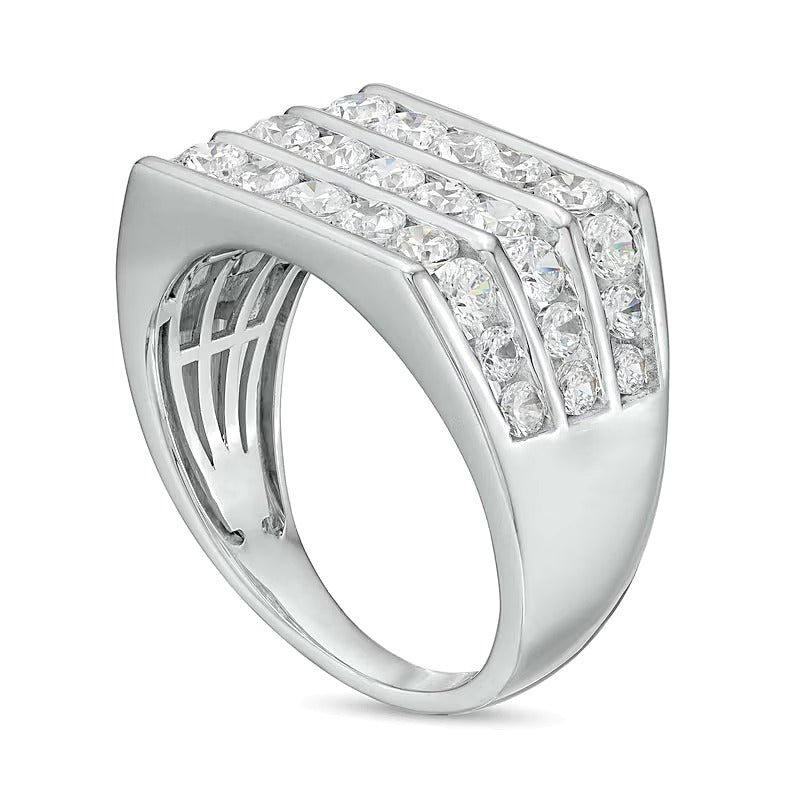 2.5 CT. TW Lab-Grown Diamond Triple Row Ring in 14K White Gold (F/SI2)