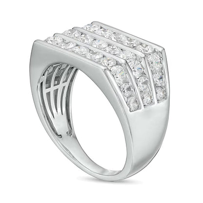 2.5 CT. TW Lab-Grown Diamond Triple Row Ring in 14K White Gold (F/SI2)