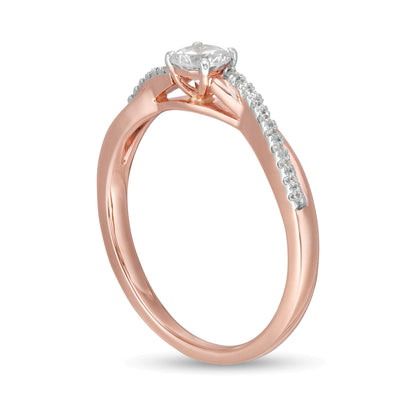 0.33 CT. TW Diamond Twist Shank Engagement Ring in 10K Rose Gold