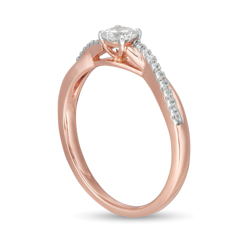 0.33 CT. TW Diamond Twist Shank Engagement Ring in 10K Rose Gold