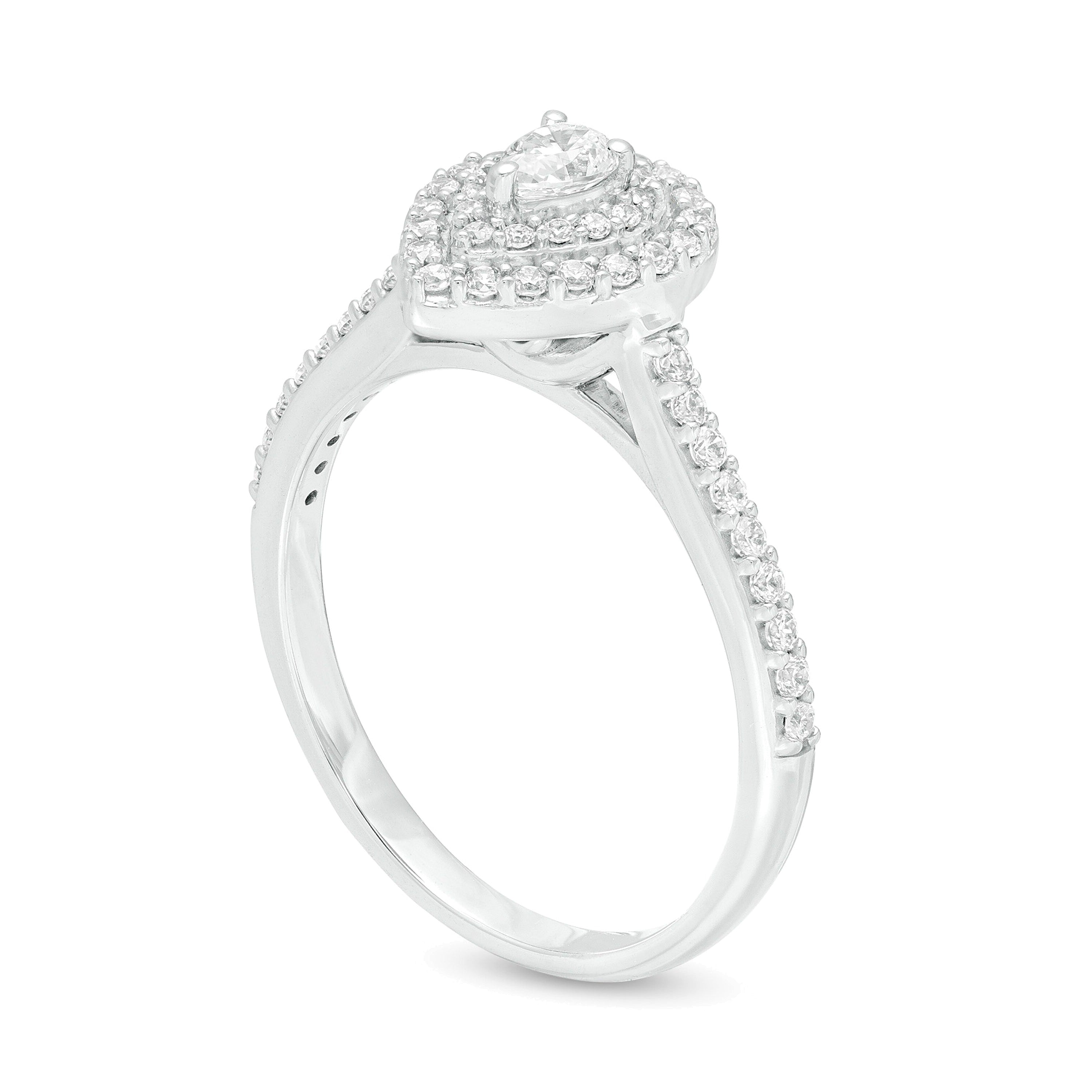 0.5 CT. TW Pear-Shaped Diamond Double Frame Engagement Ring in 10K White Gold