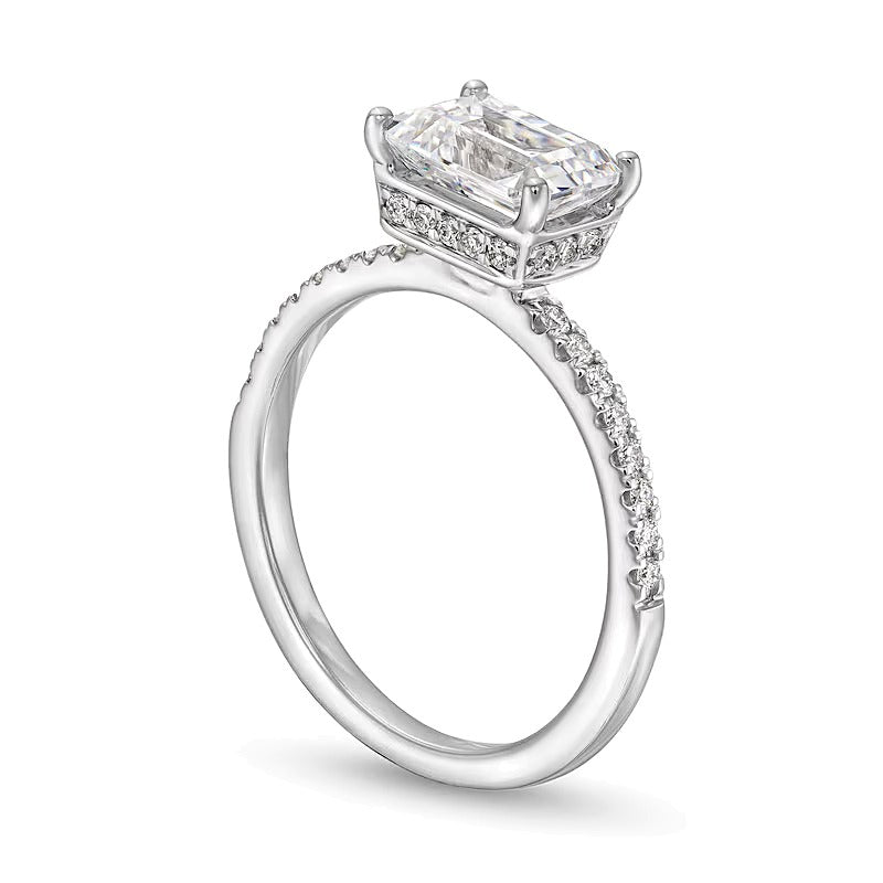 1.75 CT. TW Emerald-Cut Lab-Grown Diamond East-West Engagement Ring in 14K White Gold (F/SI2)