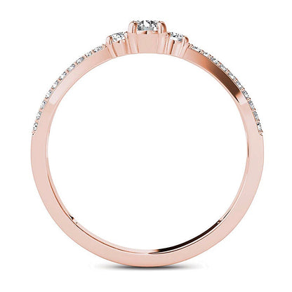 0.25 CT. TW Diamond Three Stone Split Shank Engagement Ring in 14K Rose Gold