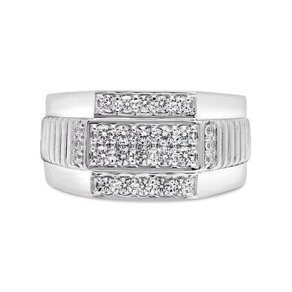 1.0 CT. TW Diamond Multi-Row Ribbed Shank Ring in Sterling Silver