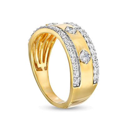 0.75 CT. TW Diamond Edge Center Station Band in 10K Gold