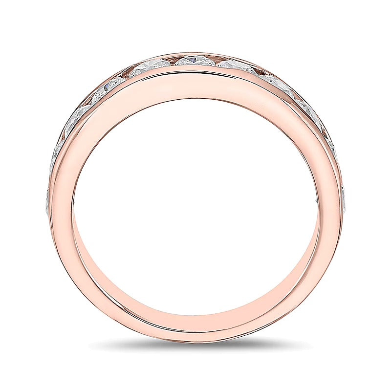 1.25 CT. TW Diamond Channel Eleven Stone Band in 10K Rose Gold (I/I2)