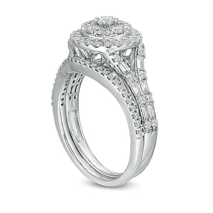 1.0 CT. TW Multi-Diamond Frame Bridal Set in 10K White Gold