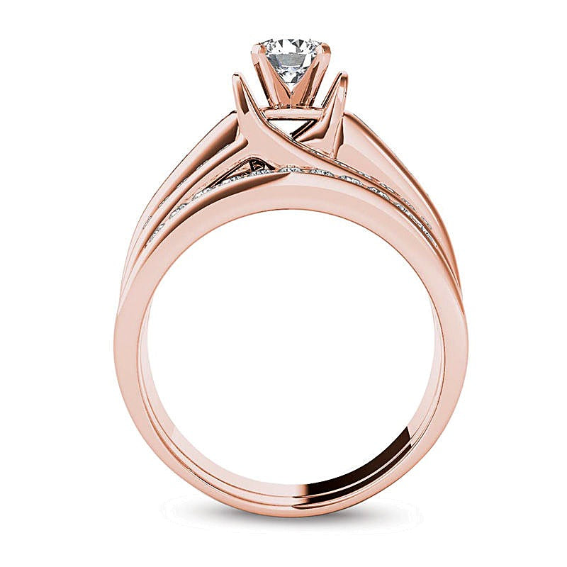 1.25 CT. TW Diamond Multi-Row Bridal Set in 14K Rose Gold