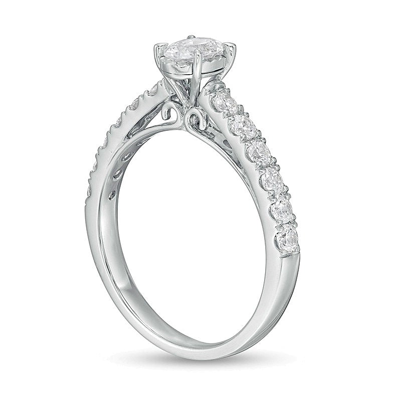 1.0 CT. TW Oval Diamond Engagement Ring in 14K White Gold (I/I2)