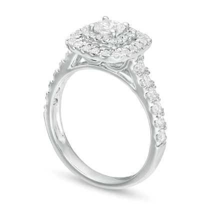1.0 CT. TW Princess-Cut Diamond Double Frame Engagement Ring in 14K White Gold