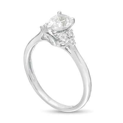 0.63 CT. TW Pear-Shaped Diamond Tri-Sides Engagement Ring in 14K White Gold