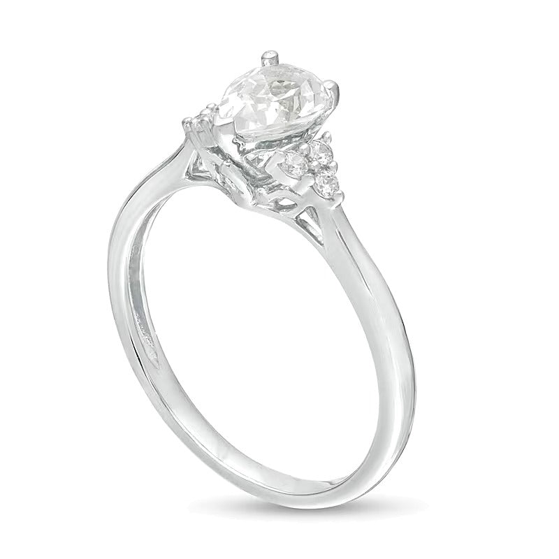 0.63 CT. TW Pear-Shaped Diamond Tri-Sides Engagement Ring in 14K White Gold