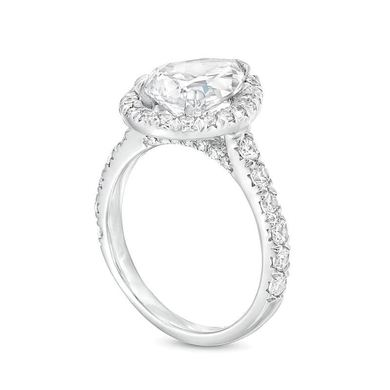4.0 CT. TW Pear-Shaped Lab-Grown Diamond Frame Engagement Ring in 14K White Gold (I/SI2)