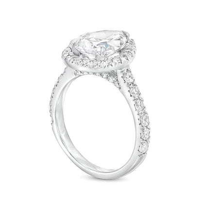 4.0 CT. TW Pear-Shaped Lab-Grown Diamond Frame Engagement Ring in 14K White Gold (I/SI2)