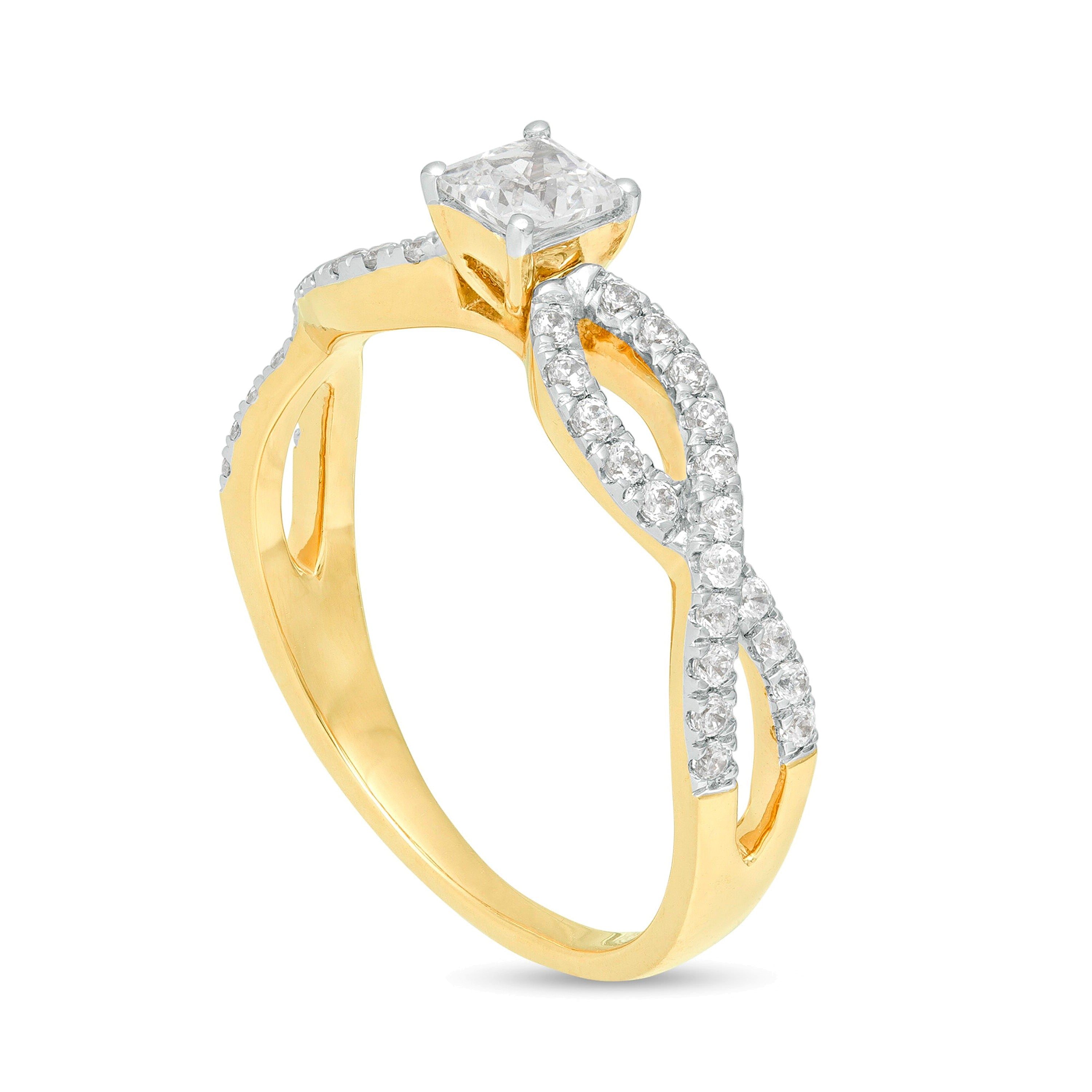 0.5 CT. TW Princess-Cut Diamond Infinity Twist Shank Engagement Ring in 10K Gold